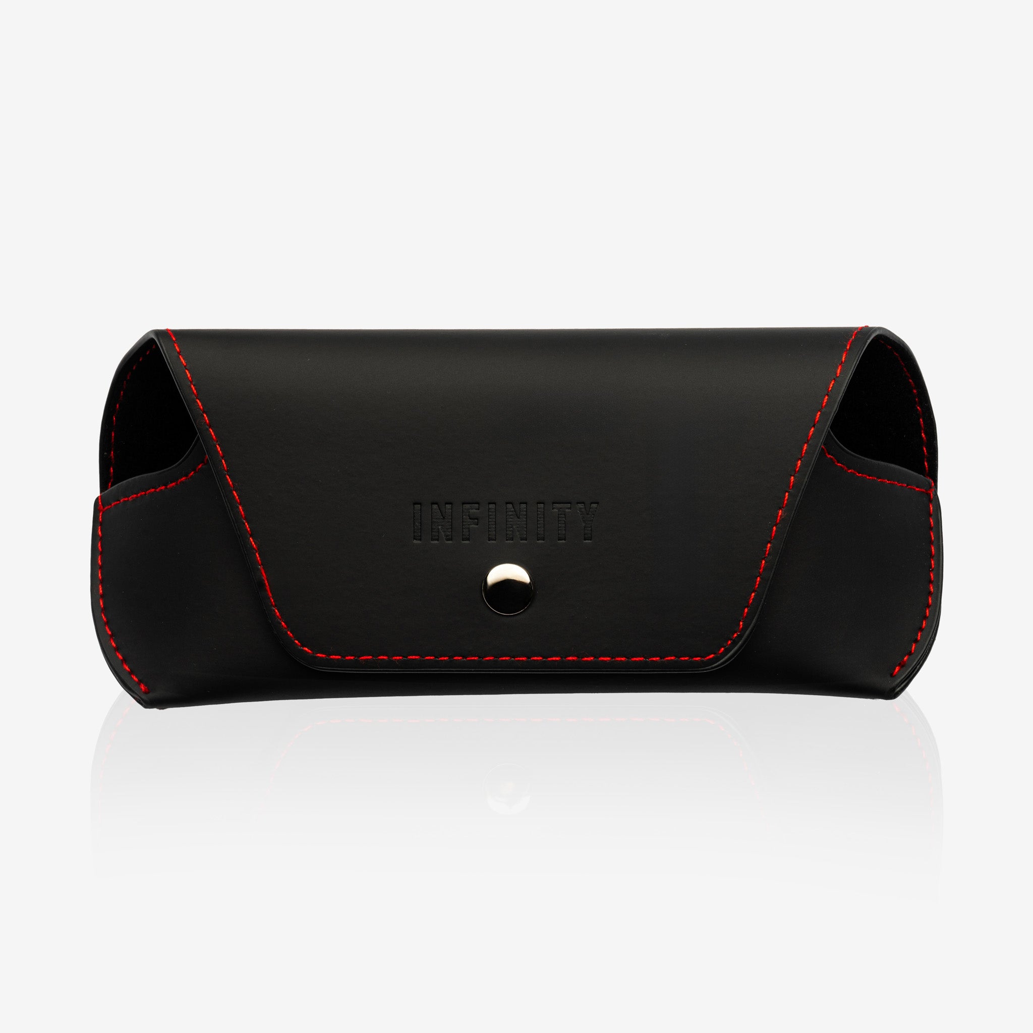 Leather sunglasses case red details